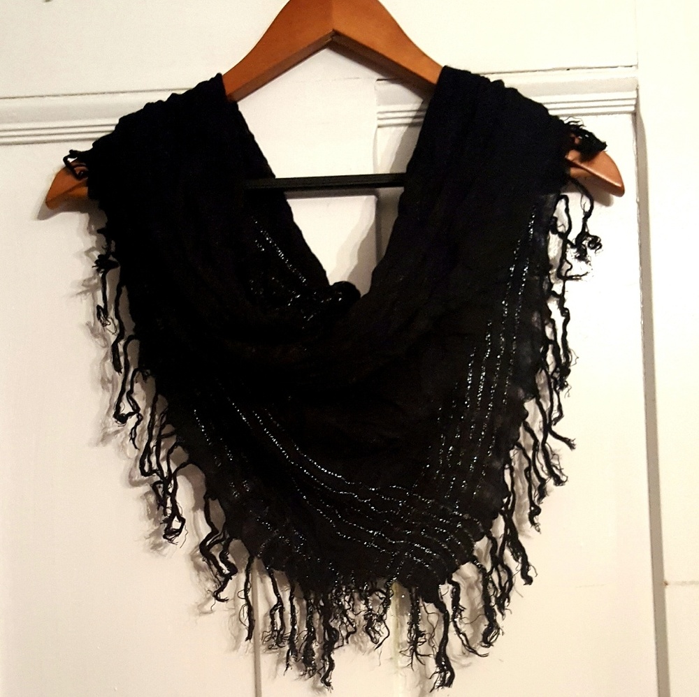 Black Fringe Scarf